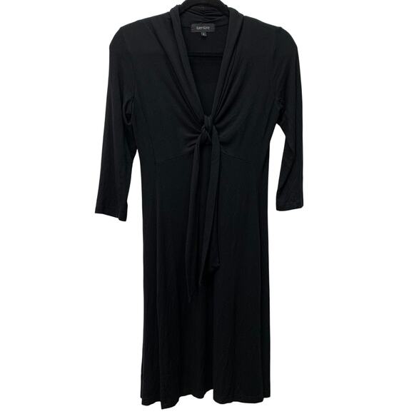 Karen Kane Womens Small Black Stretch Half Sleeve Dress Tie Front Mock Wrap - Picture 1 of 9